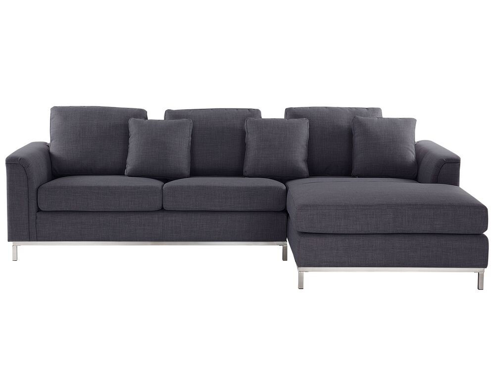 Left Hand Fabric Corner Sofa Grey OSLO Beliani.co.uk