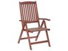 Set of 6 Acacia Garden Folding Chairs with Off-White Cushions TOSCANA_804039