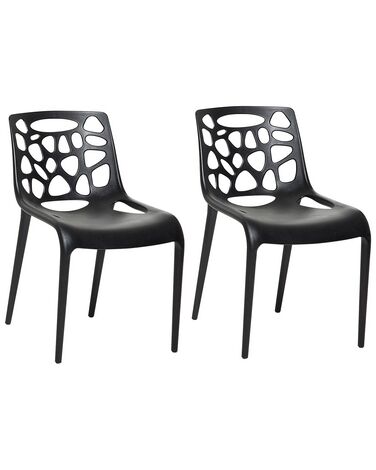 Conjunto de 2 cadeiras de jantar pretas MORGAN