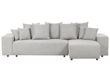 Canapé-lit d'angle à gauche avec rangement en tissu gris clair LUSPA
