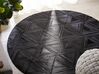  Tæppe ⌀ 140 cm sort læder KASAR_787082