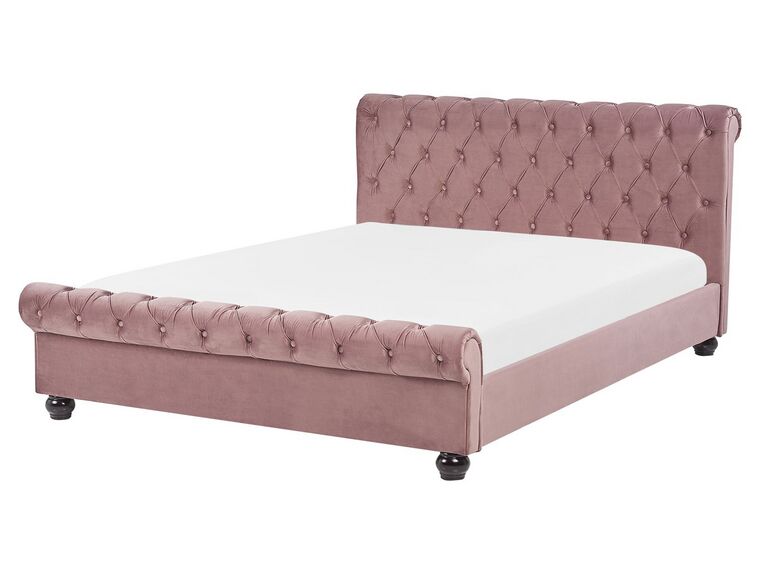 Sametová vodní postel 180 x 200 cm růžová AVALLON_846894