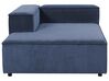 Right Hand 3 Seater Modular Jumbo Cord Corner Sofa with Ottoman Blue APRICA_909064