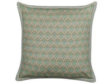 Coussin décoratif avec motif feuillage en coton 45 x 45 cm vert PICTUS