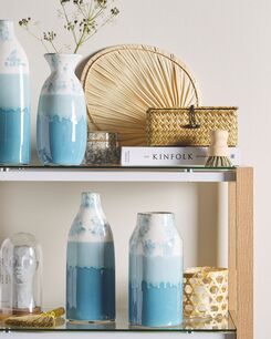 Kukkamaljakko kivitavara sininen/valkoinen 30 cm CALLIPOLIS