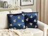 Conjunto de 2 cojines decorativos de terciopelo con patrón de moscas azul marino 45 x 45 cm PENTAS _892821