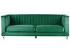 3 Seater Velvet Fabric Sofa Green ARVIKA_806131