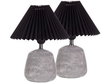 Set of 2 Ceramic Table Lamps Black ZEYI
