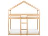 Łóżko piętrowe dziecięce domek drewniane 90 x 200 cm jasne LABATUT_911498