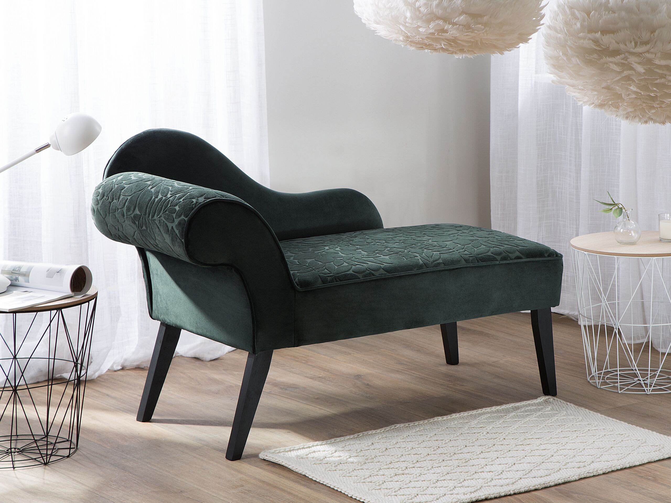 Sofá chaise longue verde versão à esquerda 90 x 52 cm BIARRITZ