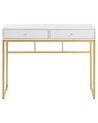 Home Office Desk / 2 Drawer Console Table White with Gold DAPHNE_811528