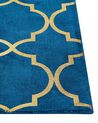 Tapis en viscose et coton doré et bleu marine au motif marocain avec craquelures 160 x 230 cm YELKI _806398