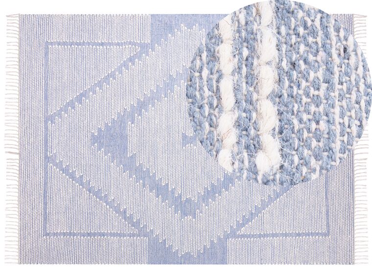 Tapis en coton bleu et blanc 160 x 230 cm ANSAR_861030