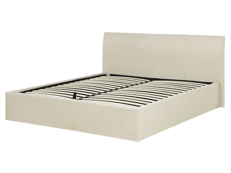 Fabric EU King Size Ottoman Bed Beige ORBEY Beliani.co.uk