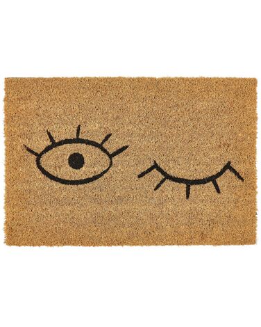 Paillasson avec motif yeux 40 x 60 cm en fibre de coco naturel TAPULAO