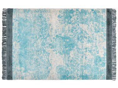 Teppich Viskose hellblau / beige 160 x 230 cm cm orientalisches Muster Kurzflor AKARSU