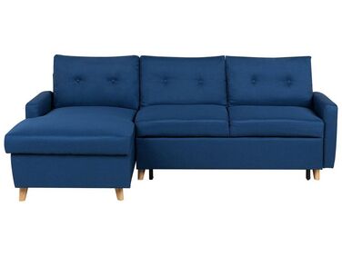 Right Hand Corner Sofa Bed with Storage Navy Blue FLAKK