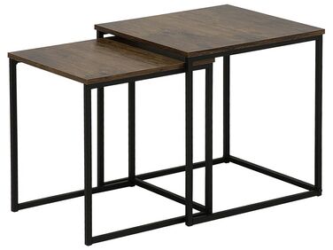 Conjunto de 2 mesas de centro madera oscura/negro DENNY