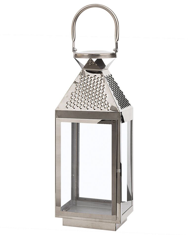 Oceľový strieborný lampáš 40 cm BALI_724053