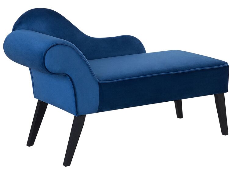 Left Hand Velvet Chaise Lounge Cobalt Blue BIARRITZ Beliani.co.uk