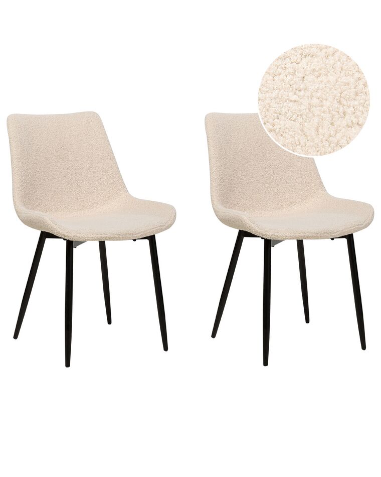 Set of 2 Boucle Dining Chairs Beige AVILLA_877491