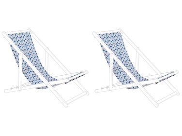Doek voor strandstoel set van 2 stof wit/blauw ANZIO/AVELLINO