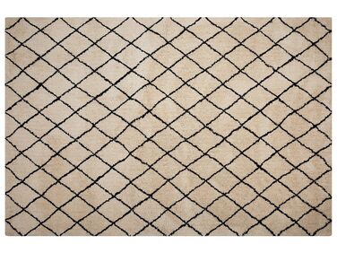 Teppich beige / schwarz 160 x 230 cm geometrisches Muster Kurzflor MIDYAT 