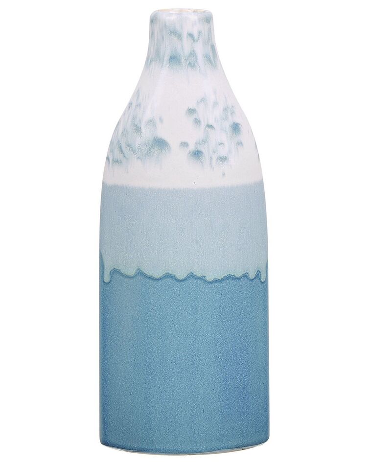Vaso de cerâmica grés branca e azul marinho 30 cm CALLIPOLIS_810575