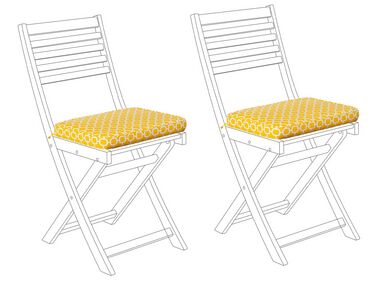 Set of 2 Outdoor Seat Pad Cushion Yellow and White FIJI
