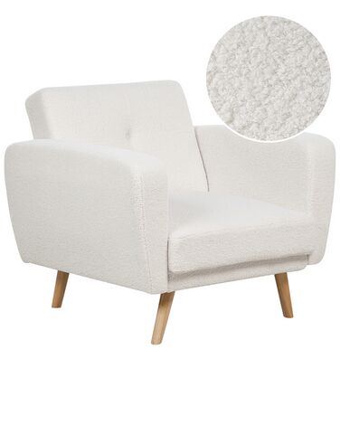 Fabric Armchair White Boucle FLORLI