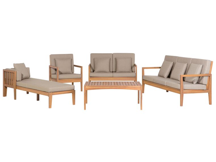 7 Seater Acacia Wood Garden Lounge Set Grey PATAJA_803245