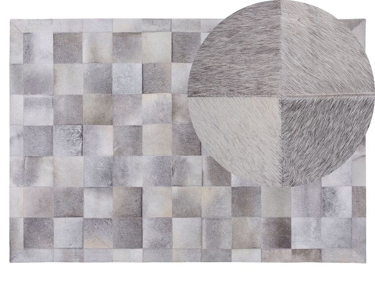Kožený koberec 140 x 200 cm sivý ALACAM_688511