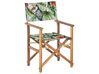 Set of 2 Acacia Folding Chairs and 2 Replacement Fabrics Light Wood with Off-White / Toucan Pattern CINE_819245