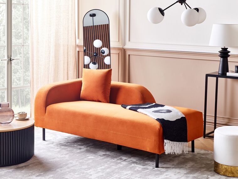 Left Hand Velvet Chaise Lounge Orange LE CRAU Beliani.pt