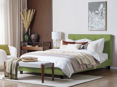 Fabric EU Super King Size Bed Green LA ROCHELLE