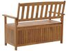 Acacia Wood Garden Bench with Storage 120 cm Light with Red Cushion SOVANA_807472