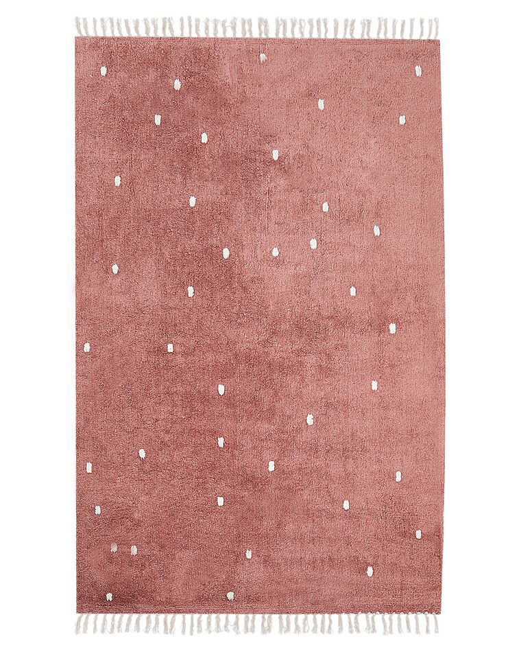 Tapis 140 x 200 cm en coton rouge clair ASTAF_908038