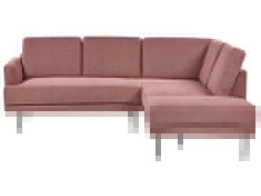 Left Hand 4 Seater Fabric Corner Sofa Pink Brown BREDA