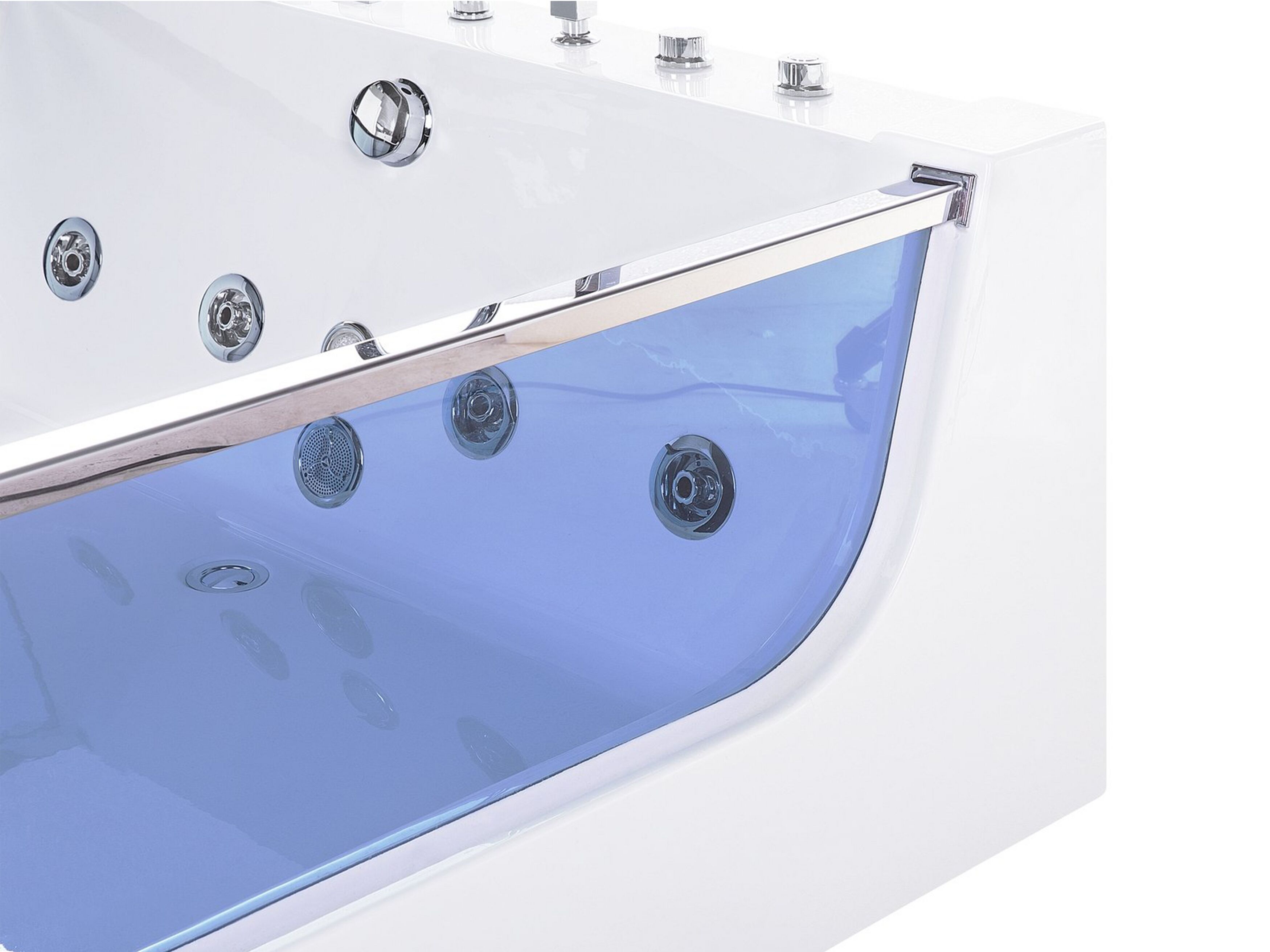 Whirlpool Bath with LED 1800 x 1200 mm White CURACAO | Beliani.co.uk
