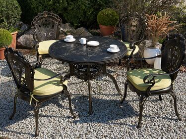 Round Garden Dining Table ⌀ 100 cm Brown SAPRI 