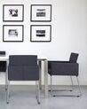 Conjunto de 2 sillas de comedor de poliéster gris oscuro/plateado GOMEZ_682388