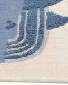 Tapis enfant imprimé baleine en coton 80 x 150 cm beige et bleu SELAI_866595