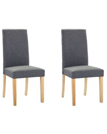 Conjunto de 2 sillas de comedor de poliéster gris oscuro/madera clara BROADWAY