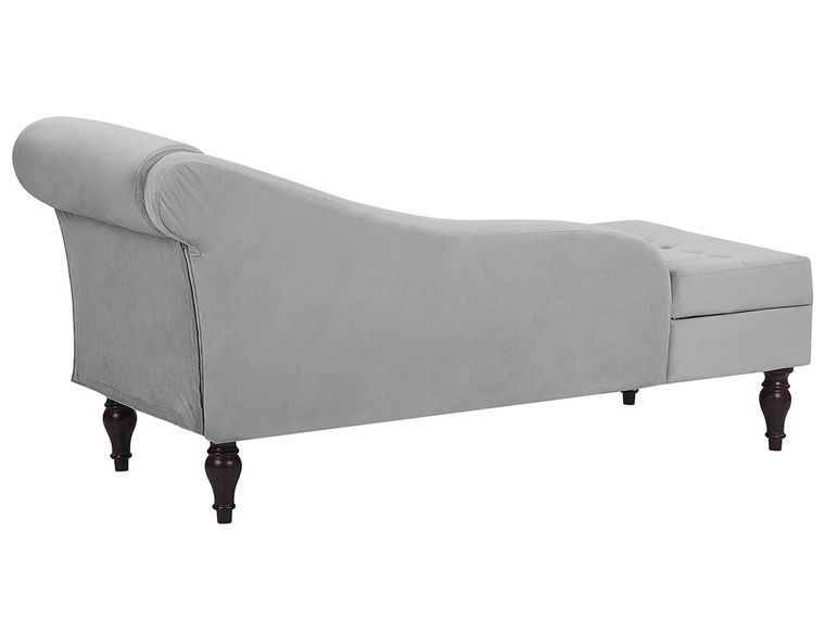 Velvet Chaise Lounge with Storage Light Grey PESSAC II Beliani.co.uk