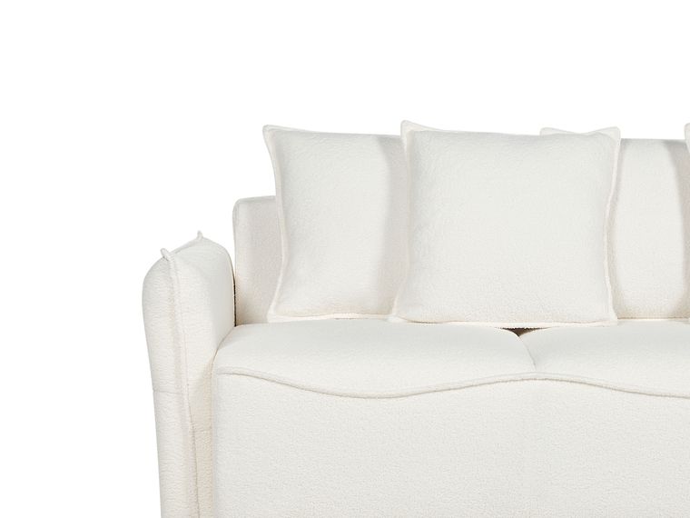 Boucle Sofa Bed with Storage White KRAMA Beliani.co.uk