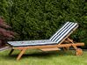 Wooden Reclining Sun Lounger with Cushion Navy Blue and White CESANA_774998