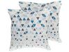 Set of 2 Cushions Geometric Pattern 45 x 45 cm Grey and Blue CLEOME_769299