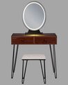 2 Drawers Dressing Table with LED Mirror and Stool Dark Wood and Black LOIX_845498