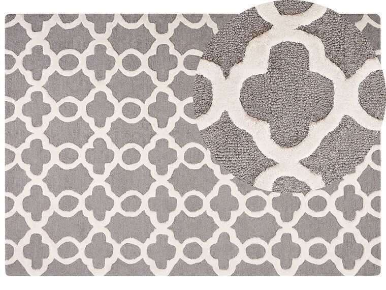 Teppich Wolle grau 160 x 230 cm marokkanisches Muster Kurzflor ZILE_802935