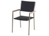 Gartenmöbel Set Glasplatte schwarz 180 x 90 cm 6-Sitzer Stühle Rattan schwarz GROSSETO_677285